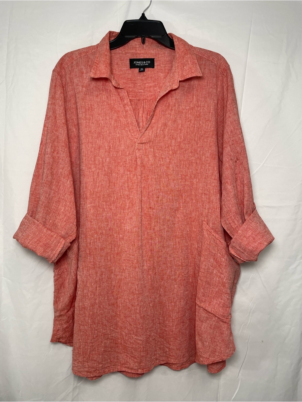Jones New York Heathered Coral Tunic Top Size 2X